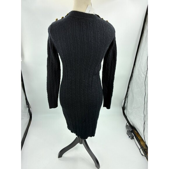 Charter Club Womens Size P Petite Black Cable Knit Long Sleeve Sweater Dress - Picture 4 of 7
